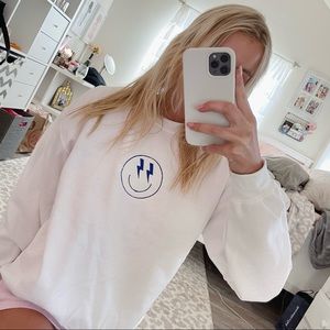 custom embroidered smiley face crewneck sweatshirt